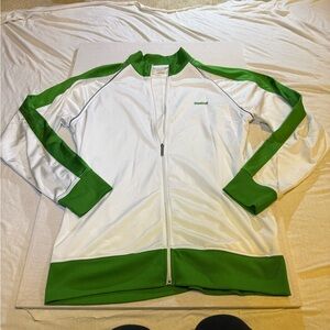 Reebok Cream and Green Logo Jacket